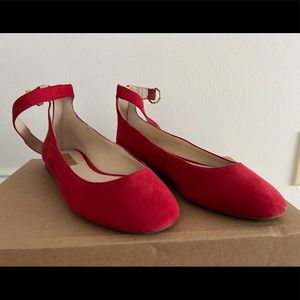 Red suede ballet flats